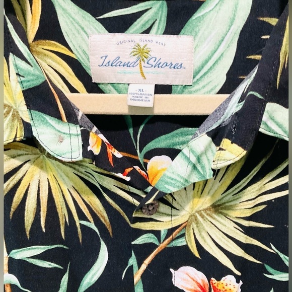 Vintage Island Shores Black Star Orchid Men’s Hawaiian Shirt Magnum PI Size XL🖤 - Picture 4 of 4